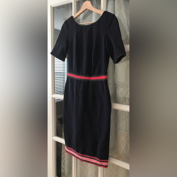 Boden US size 4P textured dress - pink and green banding at waist, bottom hem - Picture 7 of 16